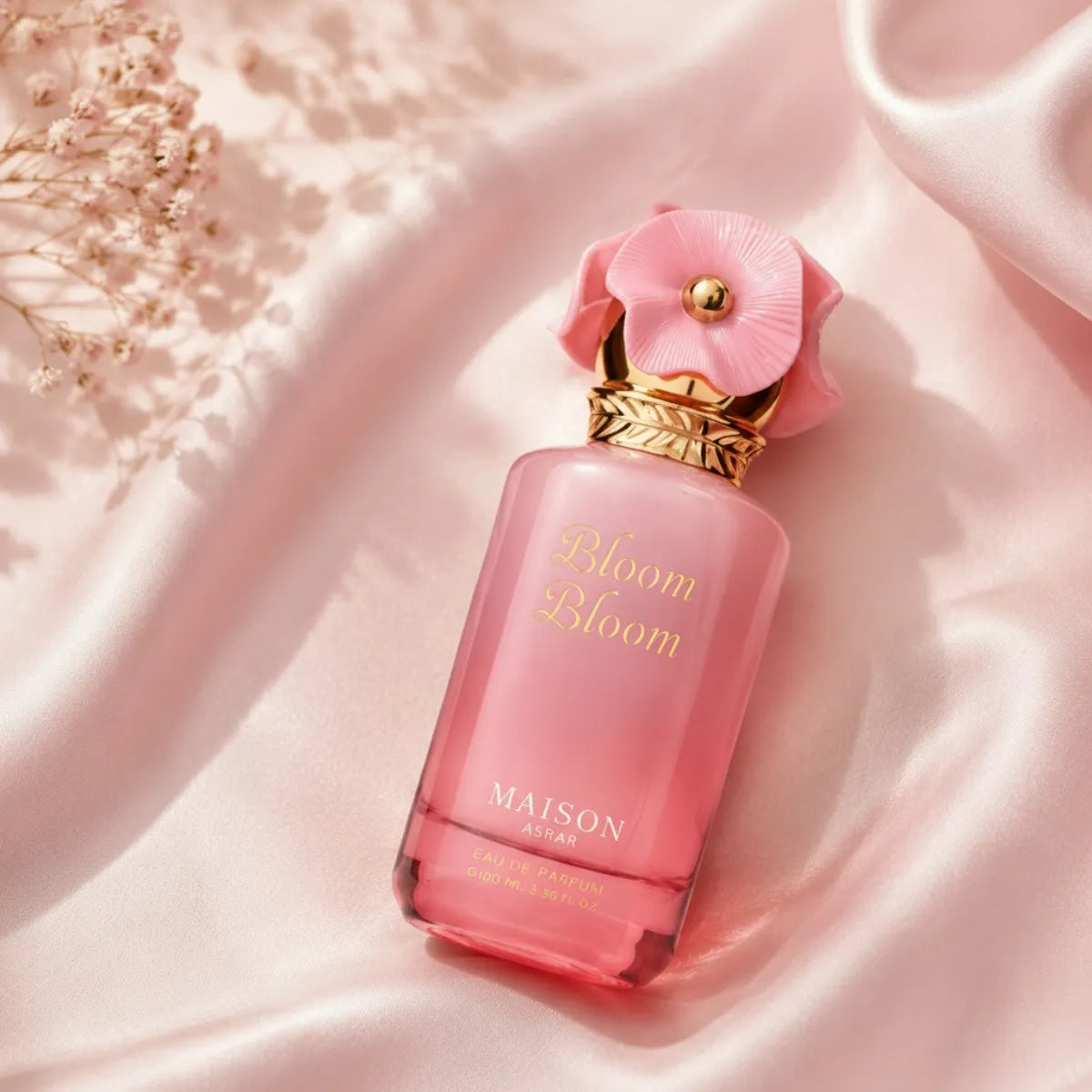 Maison Asrar Bloom Bloom EDP 100 ml women perfume airy floral musky sweetness pear bergamot fresh luxury bottle Perfumesouq Qatar
