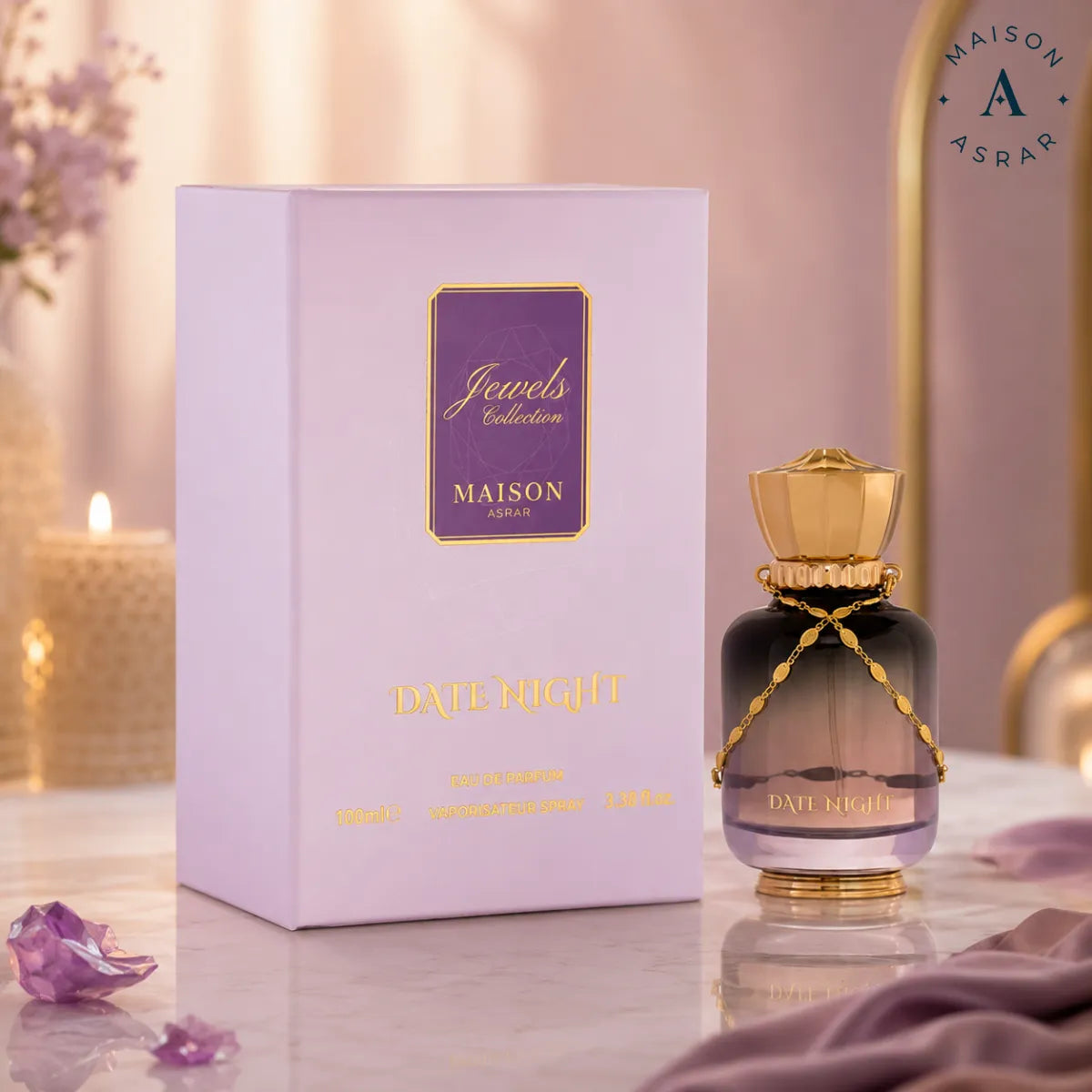 Buy Maison Asrar Date Night Eau De Parfum 100ml online in Qatar for best price, luxury oriental fragrance - perfumesouq Qatar