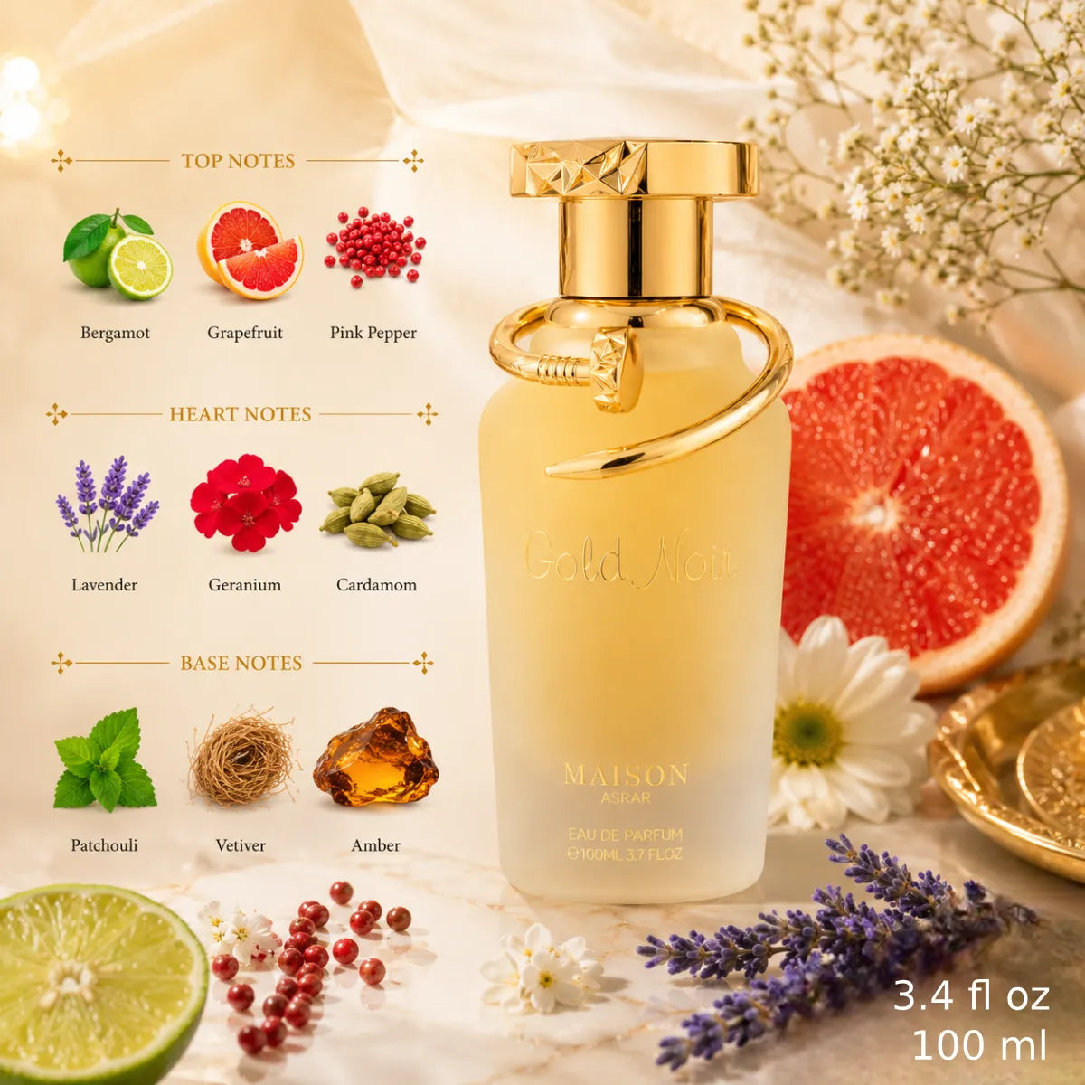 Authentic Maison Asrar Gold Noir Eau De Parfum 100ml for best price with fast delivery - perfumesouq Qatar