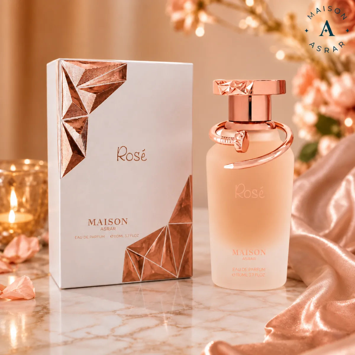 Buy Maison Asrar Rose Eau De Parfum 110ml online in Qatar for best price, luxury rose floral fragrance - perfumesouq Qatar