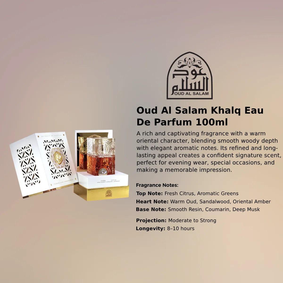 Oud Al Salam Khalq EDP 100ml luxury oriental fragrance at best price, authentic and genuine product - Perfumesouq Qatar
