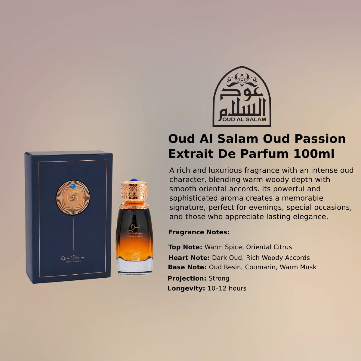 Oud Al Salam Oud Passion Extrait 100ml luxury oud fragrance at best price, authentic and genuine product - Perfumesouq Qatar