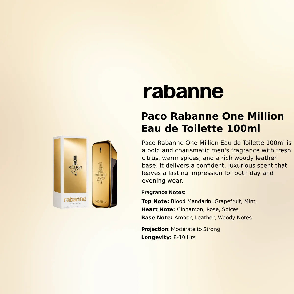 Paco Rabanne One Million EDT 100ml luxury fragrance at best price in Qatar, authentic and genuine product - perfumesouq Qatar