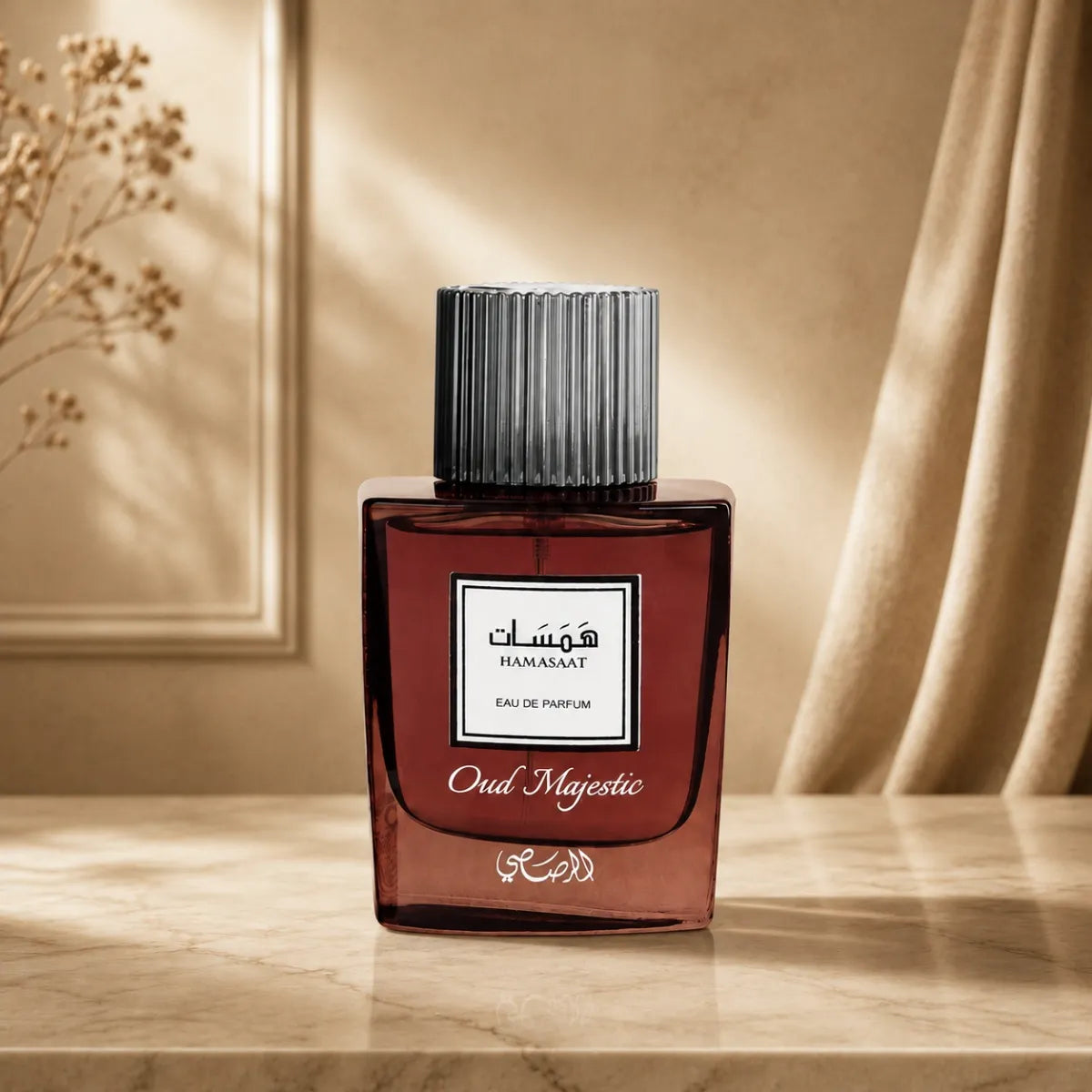 Rasasi Hamsaat Oud Majestic EDP 100 ml bottle showcasing premium Arabic oud fragrance Perfumesouq Qatar