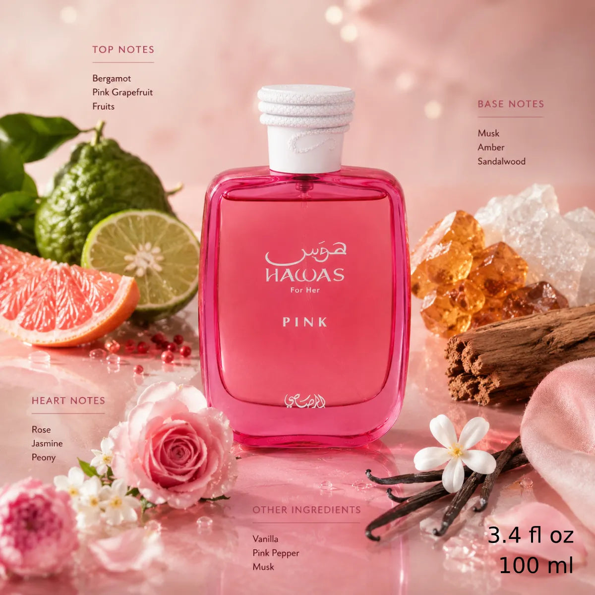 Authentic Rasasi Hawas Pink Eau De Parfum 100ml for best price with fast delivery - perfumesouq Qatar