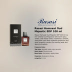  Rasasi Oud Majestic EDP 100 ml perfume with long-lasting spicy floral woody scent profile Perfumesouq Qatar