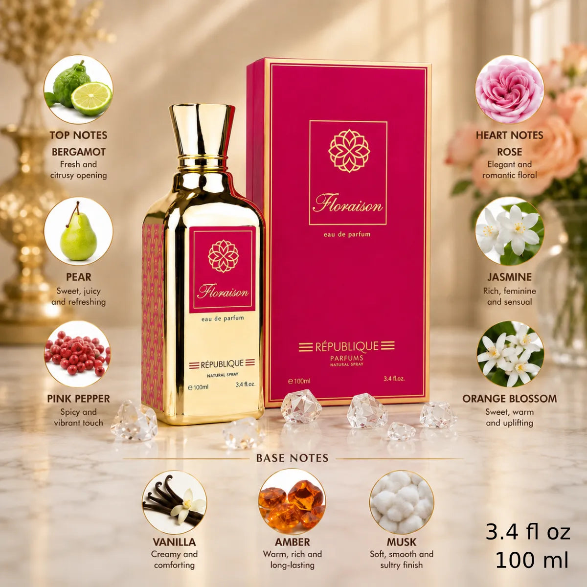 Authentic Republique Floraison Eau De Parfum 100ml for best price with fast delivery - perfumesouq Qatar
