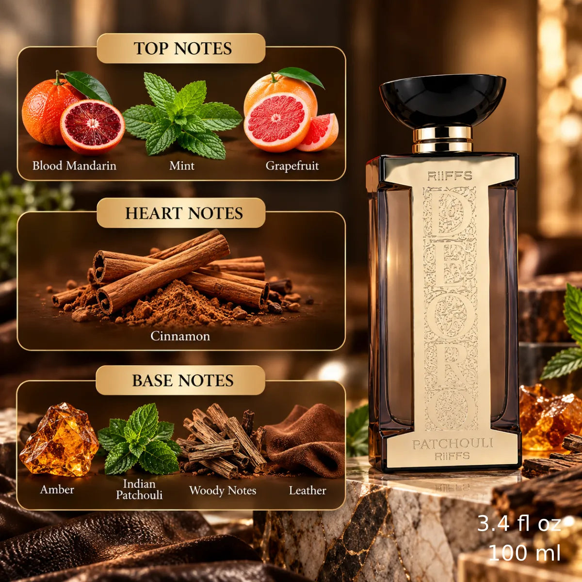 Authentic Riiffs Deoro Patchouli Eau De Parfum 100ml for best price with fast delivery - Perfumesouq Qatar