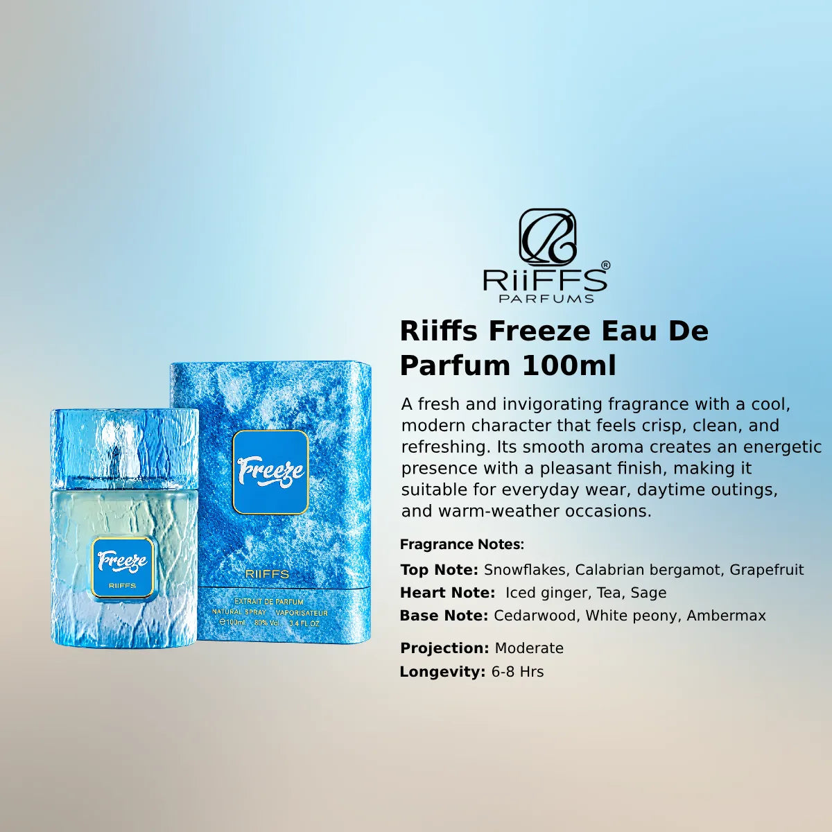 Riiffs Freeze EDP 100ml luxury fragrance at best price, authentic and genuine product - Perfumesouq Qatar