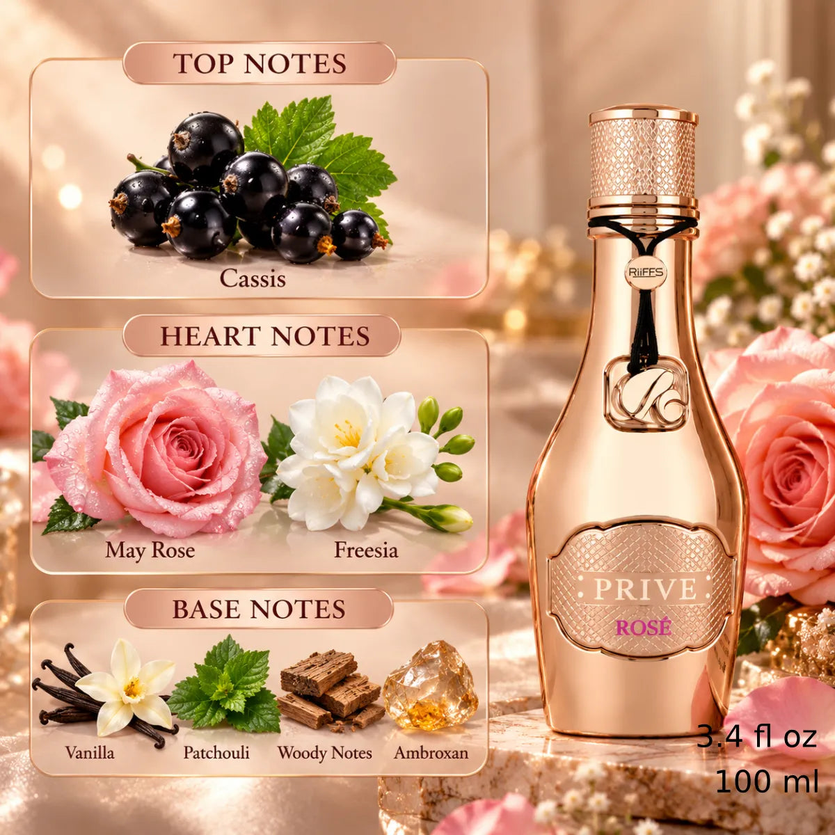 Authentic Riiffs Prive Rose Eau De Parfum 100ml for best price with fast delivery - Perfumesouq Qatar
