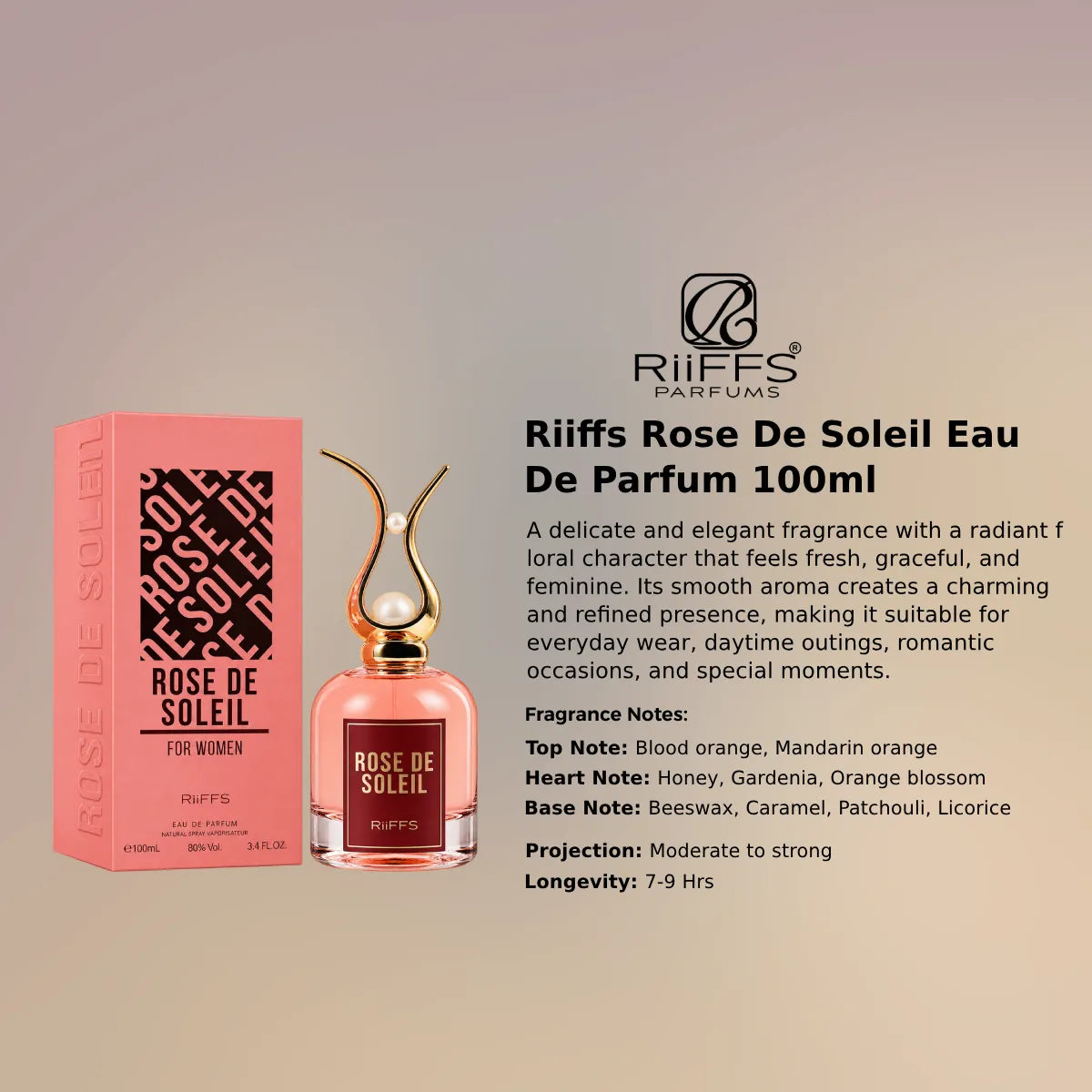 Riiffs Rose De Soleil EDP 100ml luxury fragrance at best price, authentic and genuine product - Perfumesouq Qatar
