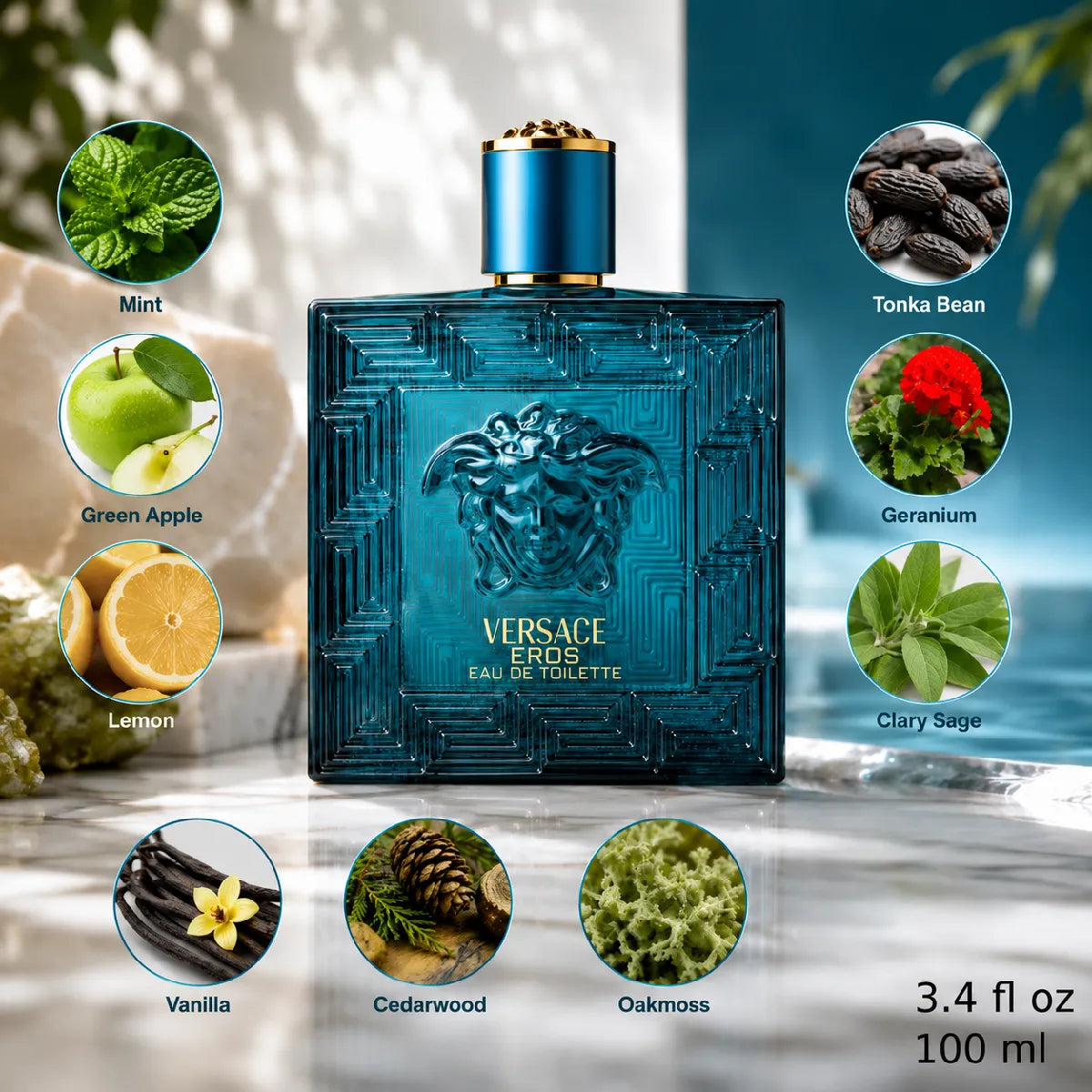 Authentic Versace Eros Eau De Toilette 100ml for best price with fast delivery - perfumesouq Qatar
