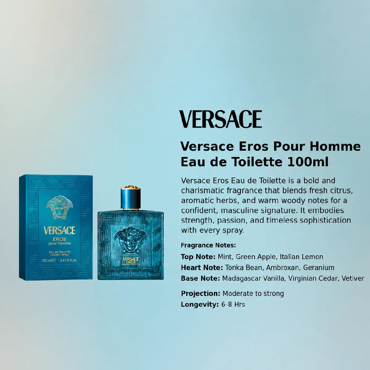 Versace Eros EDT 100ml luxury fragrance at best price in Qatar, authentic and genuine product - perfumesouq Qatar