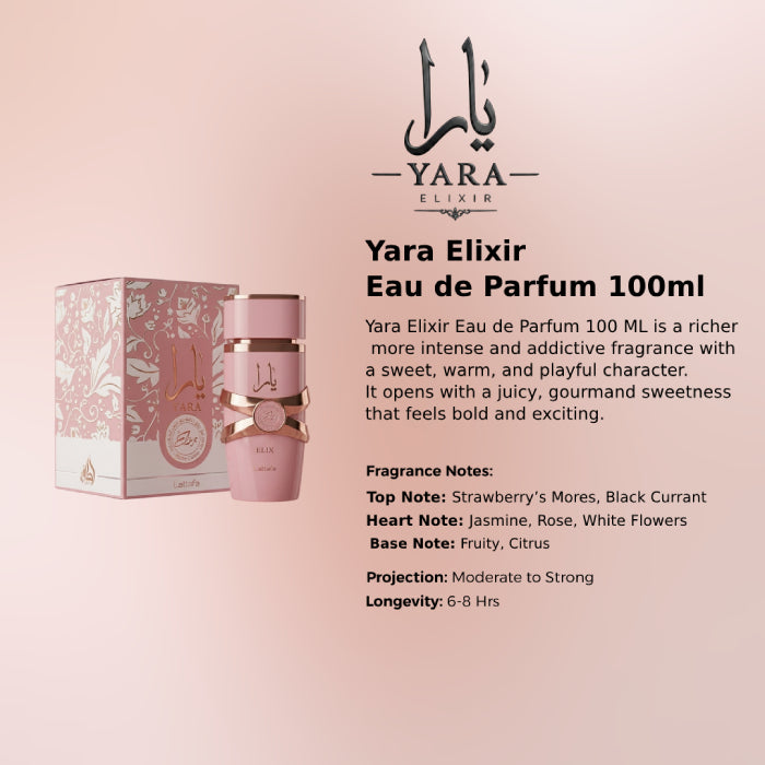 Yara Elixir perfume long lasting warm sweet scent from Perfumesouq Qatar