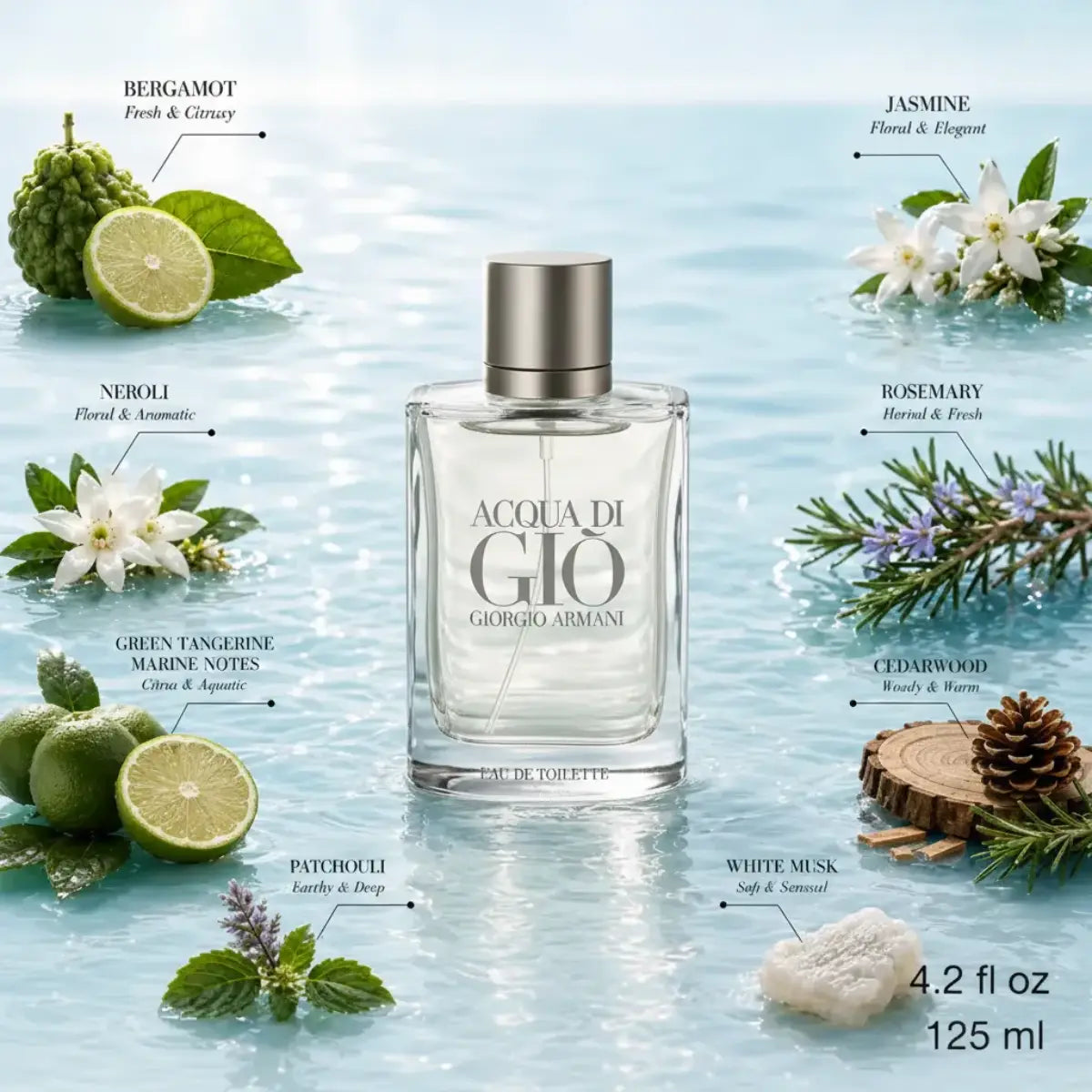 Original Acqua Di Gio Giorgio Armani 125ml Eau de Toilette packaging from Perfumesouq Qatar