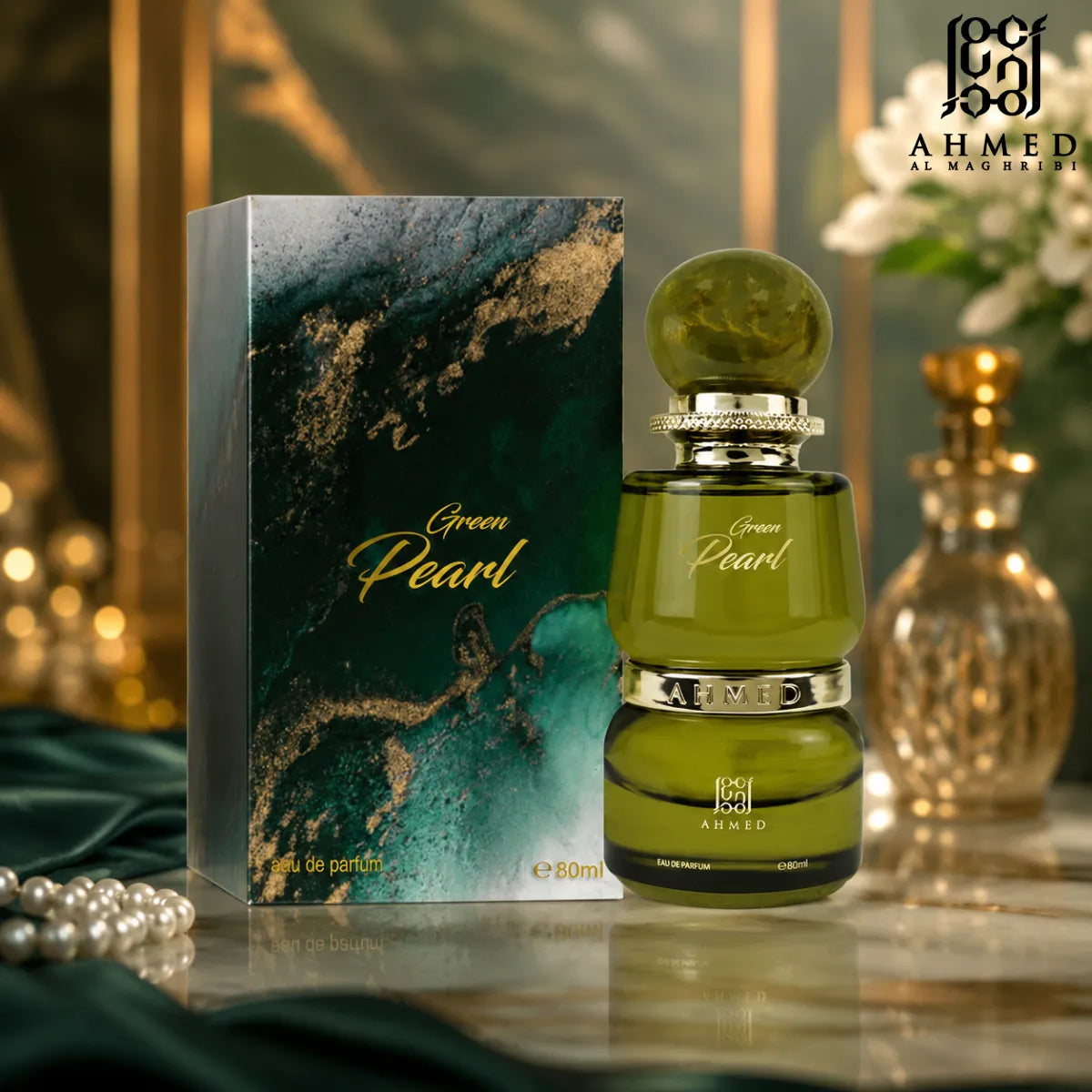 Buy Ahmed Al Maghribi Green Pearl Eau De Parfum 80ml from Perfumesouq, Doha, Qatar.
