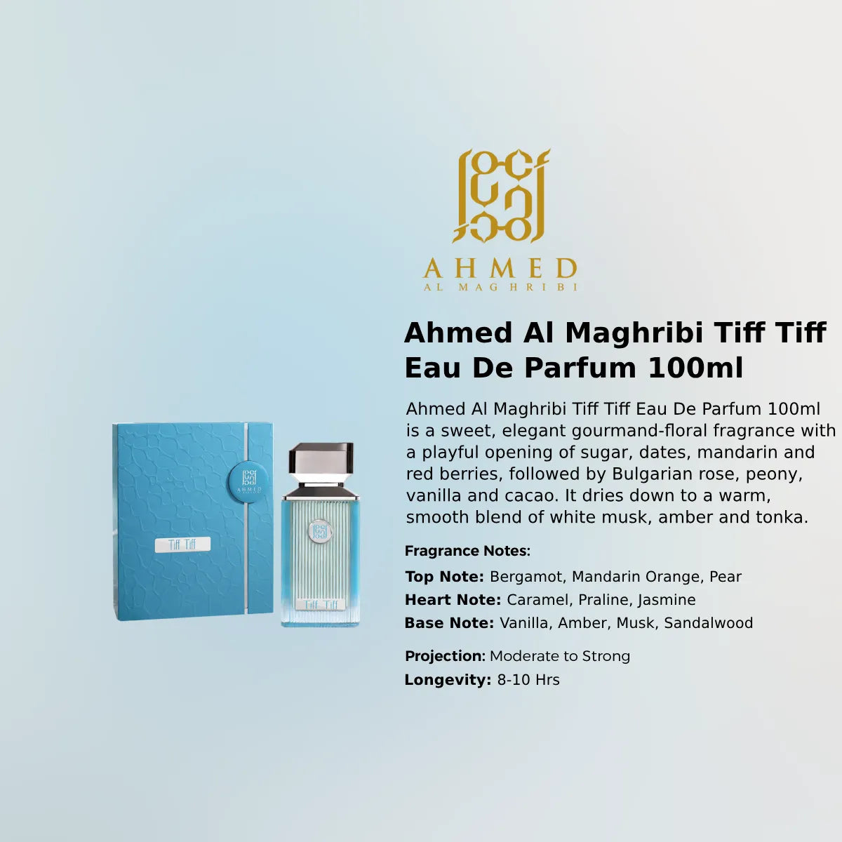 Ahmed Al Maghribi Tiff Tiff EDP 100ml luxury fragrance at best price in Qatar - Perfumesouq Qatar