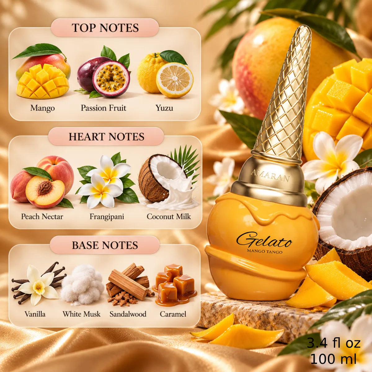 Authentic Amaran Gelato Mango Tango Eau De Parfum 100ml for best price with fast delivery - Perfumesouq Qatar