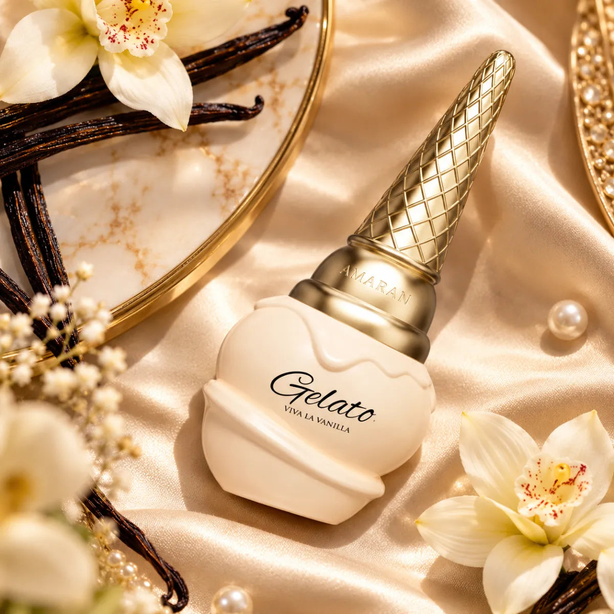 Amaran Gelato Viva La Vanilla Eau De Parfum 100ml for best price, creamy vanilla scent with lasting fragrance - Perfumesouq Qatar