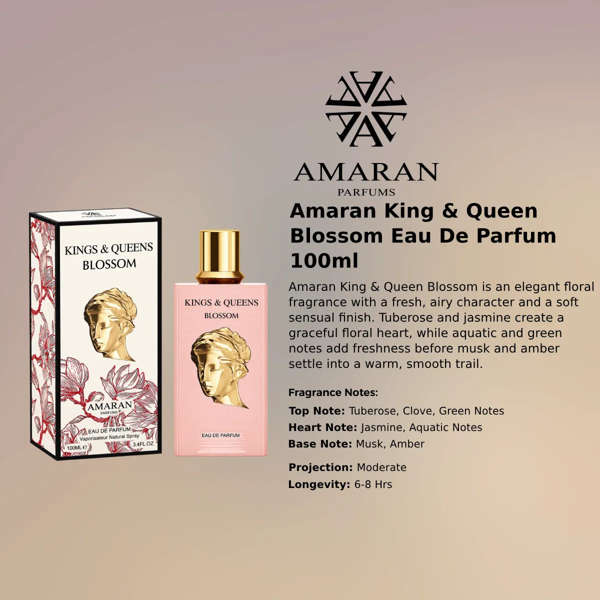 Amaran King & Queen Blossom EDP 100ml luxury fragrance at best price, authentic and genuine product - Perfumesouq Qatar