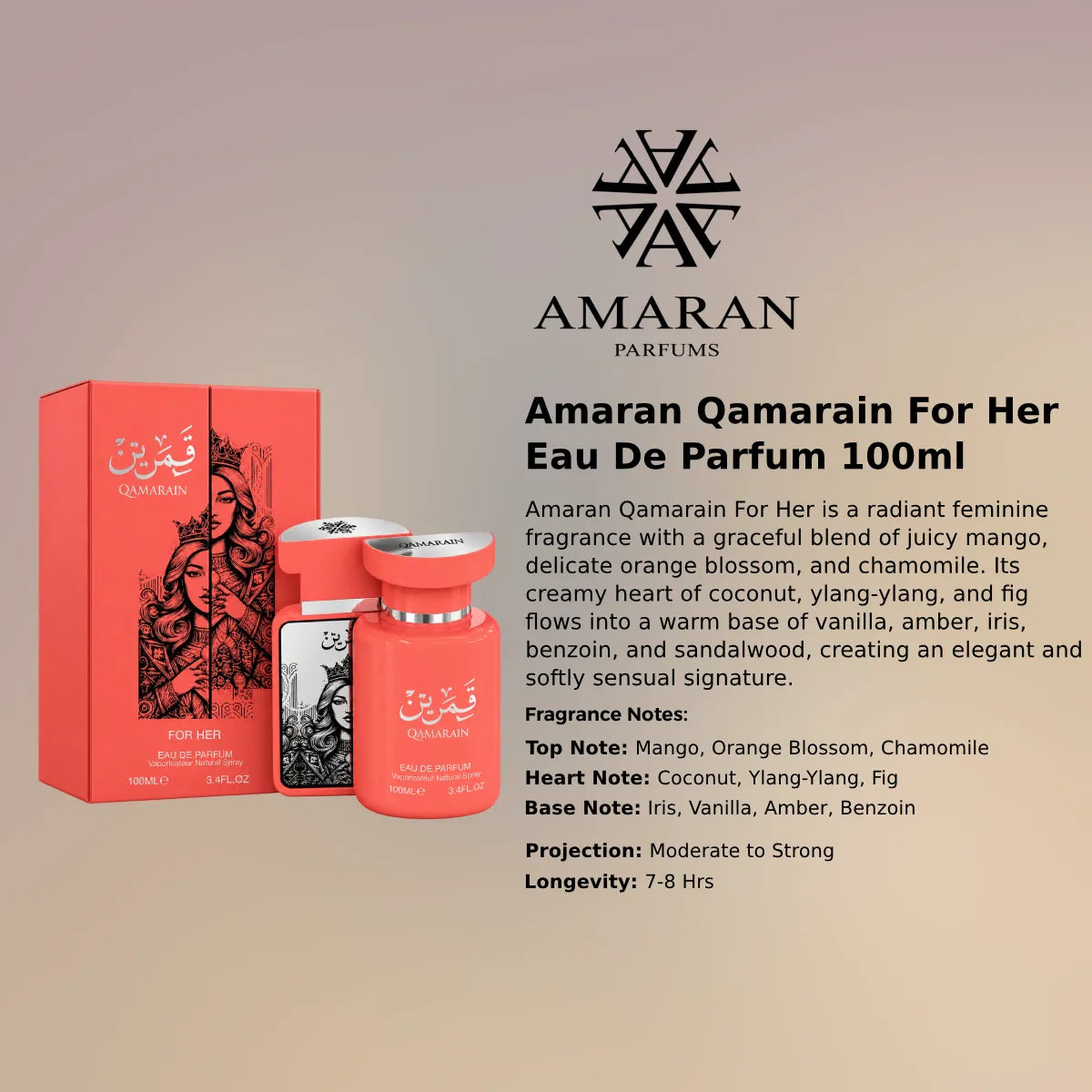 Amaran Qamarain For Her EDP 100ml luxury fragrance at best price, authentic and genuine product - Perfumesouq Qatar