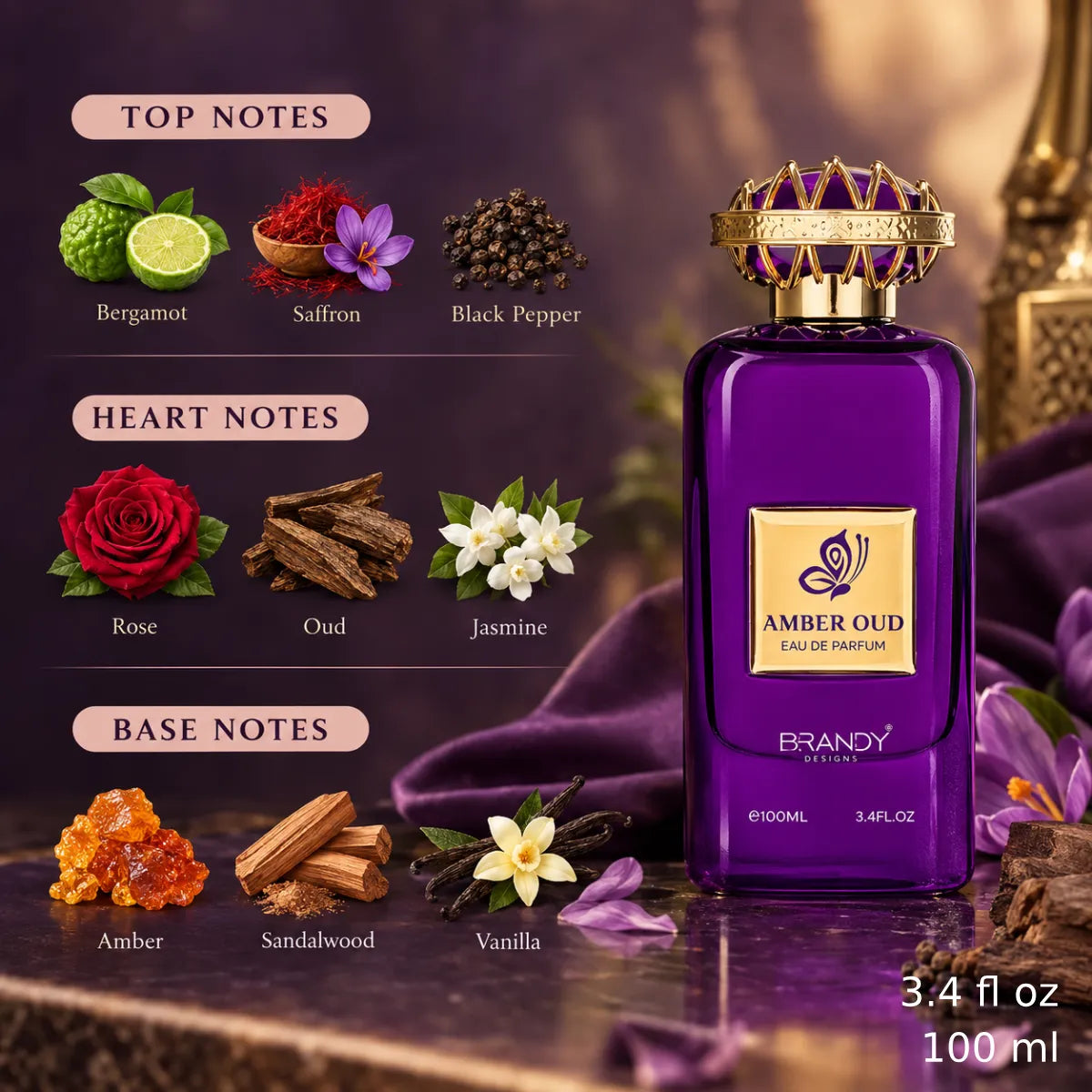 Authentic Brandy Amber Oud Eau De Parfum 100ml for best price with fast delivery - Perfumesouq Qatar