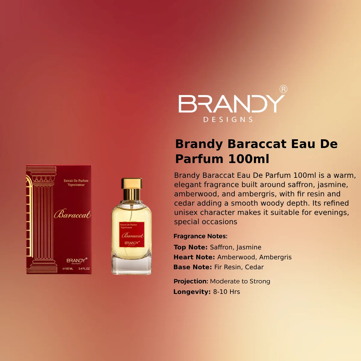 Brandy Baraccat EDP 100ml luxury fragrance at best price in Qatar, authentic and genuine product - Perfumesouq Qatar