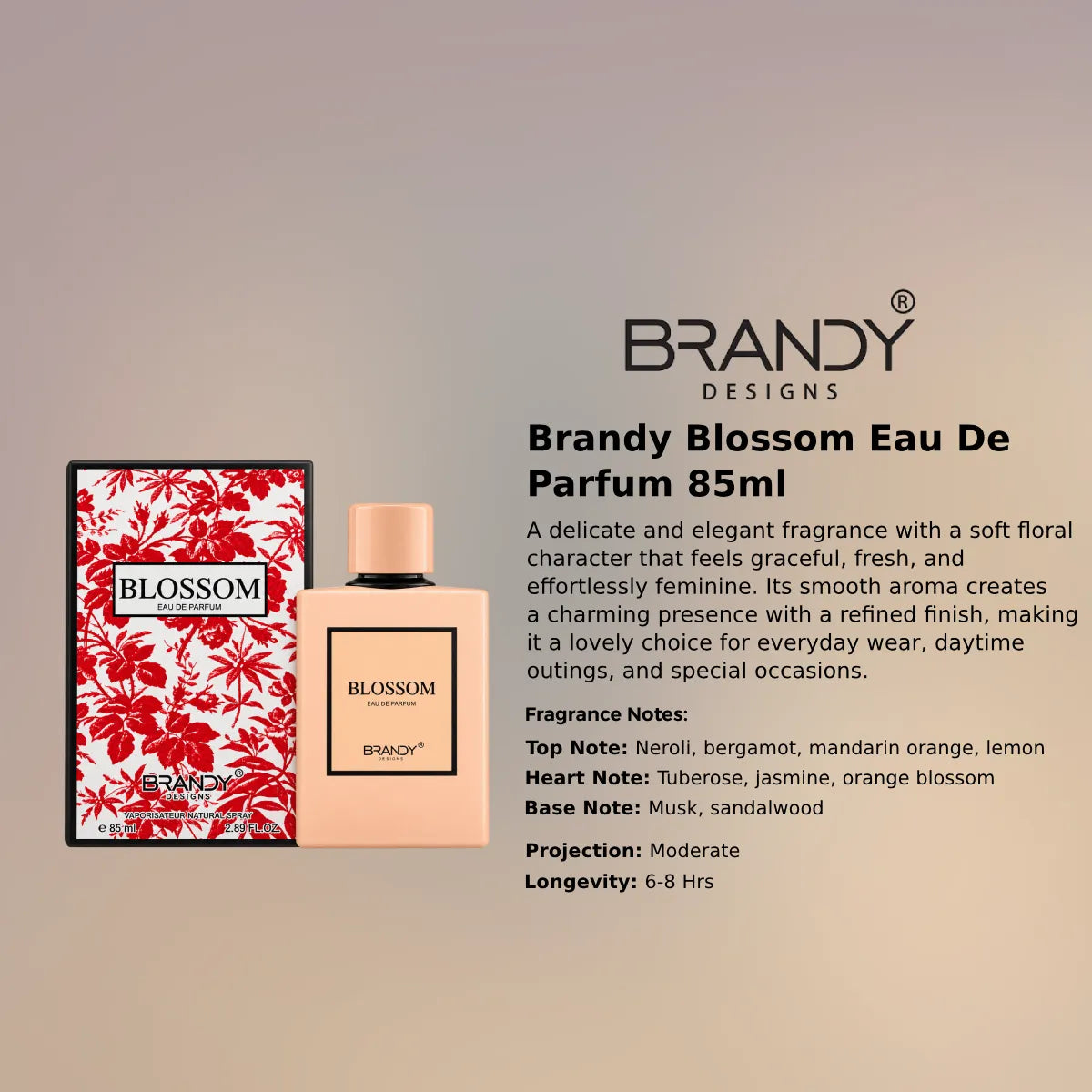 Brandy Blossom EDP 85ml luxury fragrance at best price, authentic and genuine product - Perfumesouq Qatar