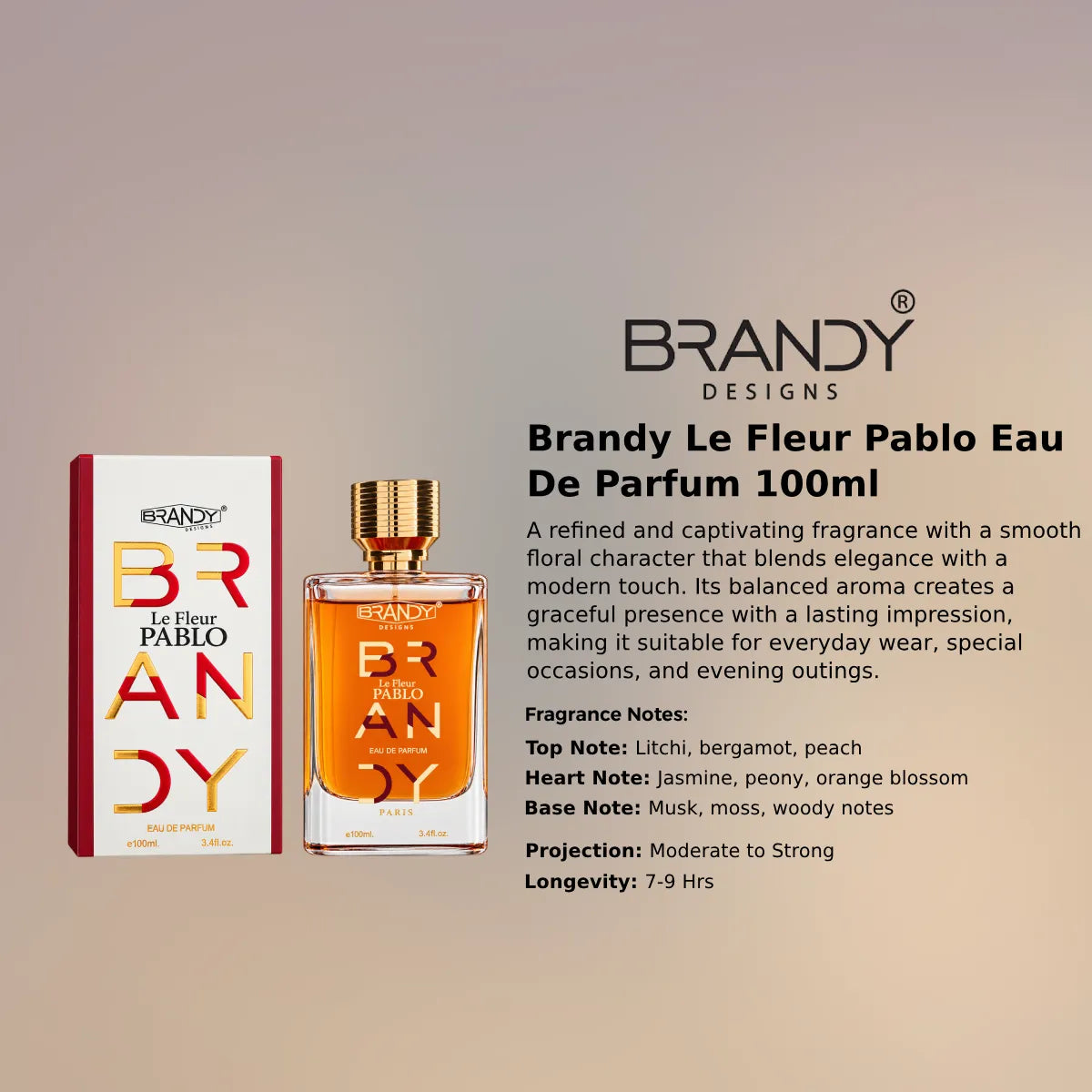 Brandy Le Fleur Pablo EDP 100ml luxury fragrance at best price, authentic and genuine product - Perfumesouq Qatar