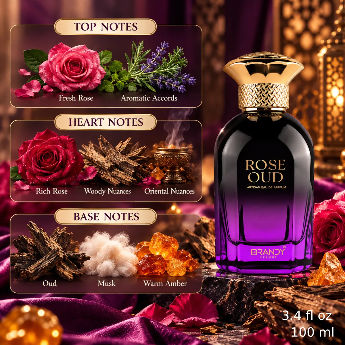 Brandy Rose Oud EDP 100ml luxury fragrance at best price, authentic and genuine product - Perfumesouq Qatar