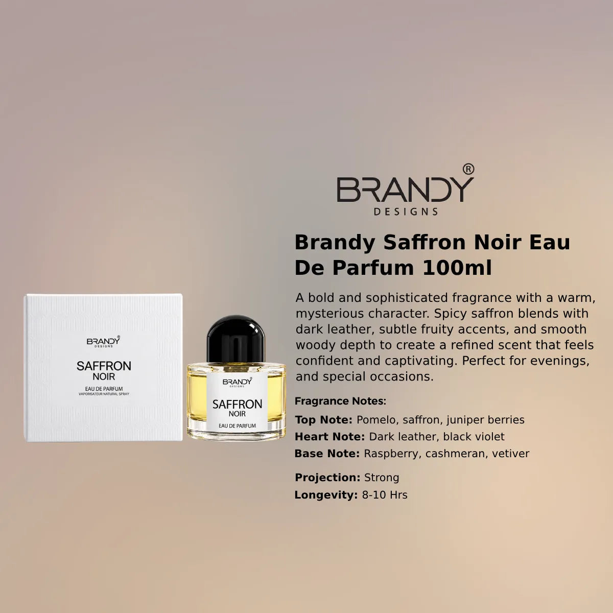 Brandy Saffron Noir EDP 100ml luxury fragrance at best price, authentic and genuine product - Perfumesouq Qatar