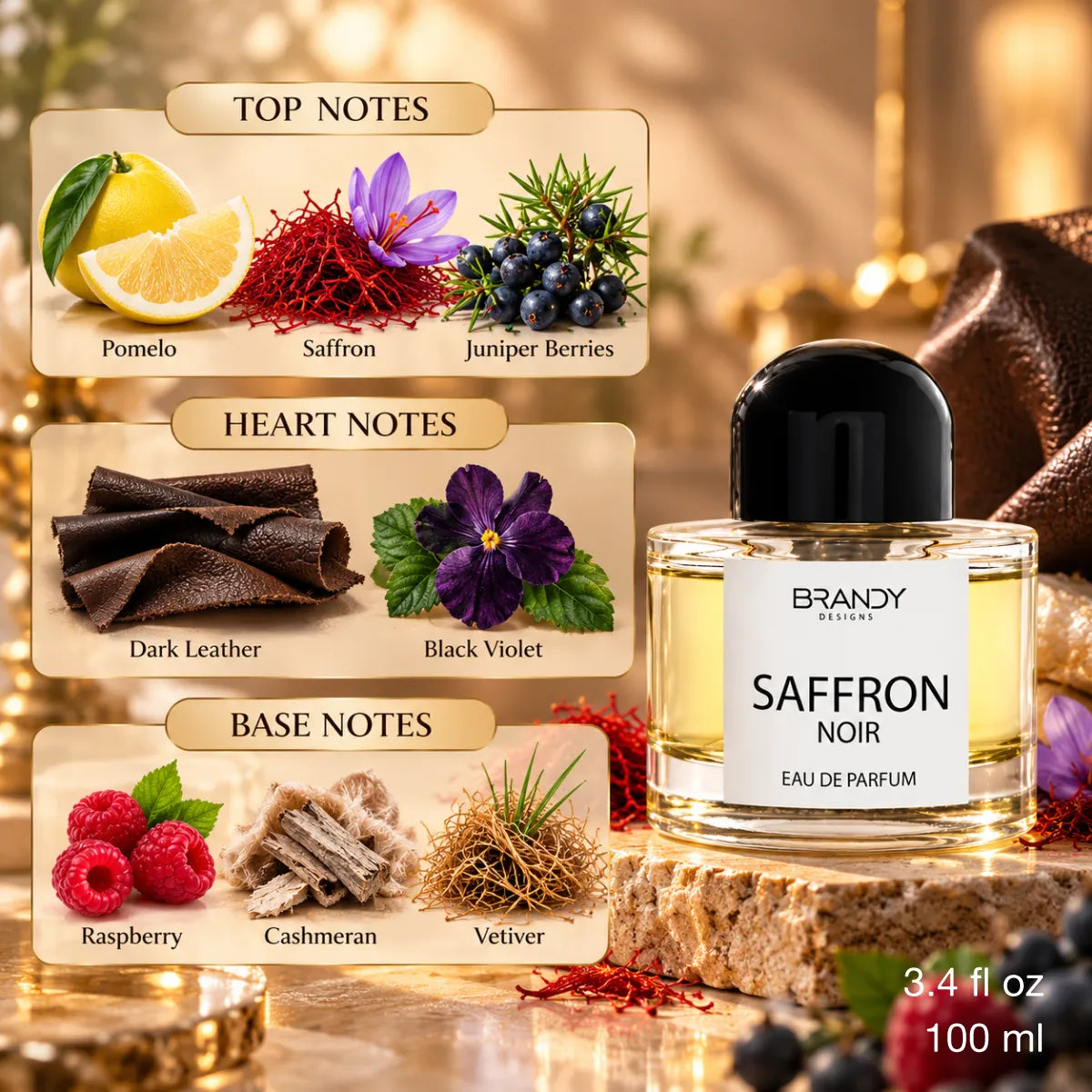 Authentic Brandy Saffron Noir Eau De Parfum 100ml for best price with fast delivery - Perfumesouq Qatar