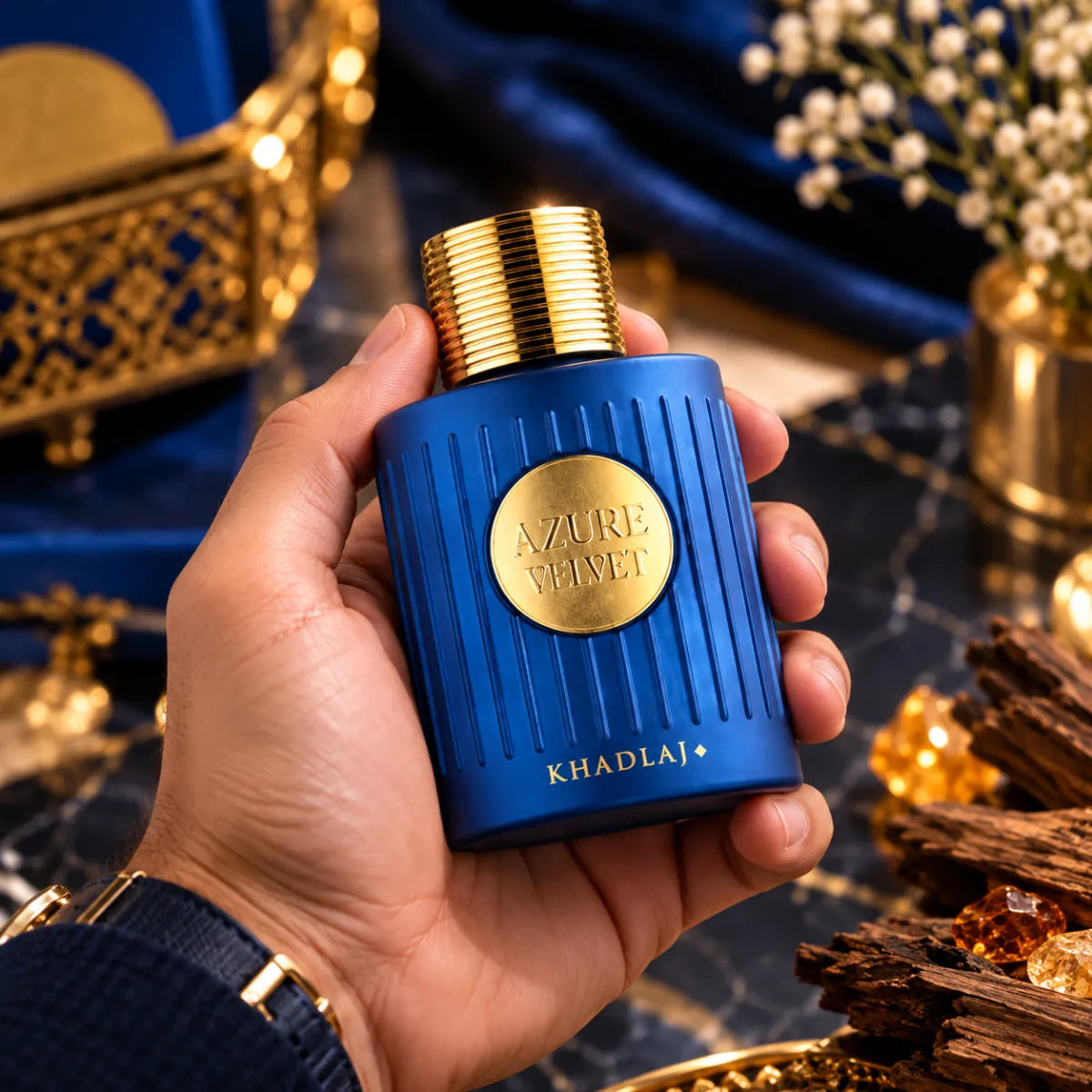 Premium Khadlaj Azure Velvet Extrait 100ml available at best price, sophisticated fragrance - Perfumesouq Qatar
