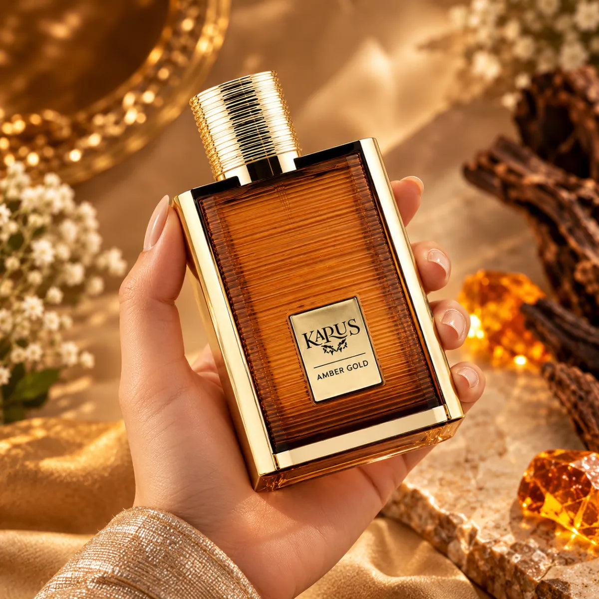 Premium Khadlaj Karus Amber Gold EDP 100ml available at best price, sophisticated amber fragrance - Perfumesouq Qatar
