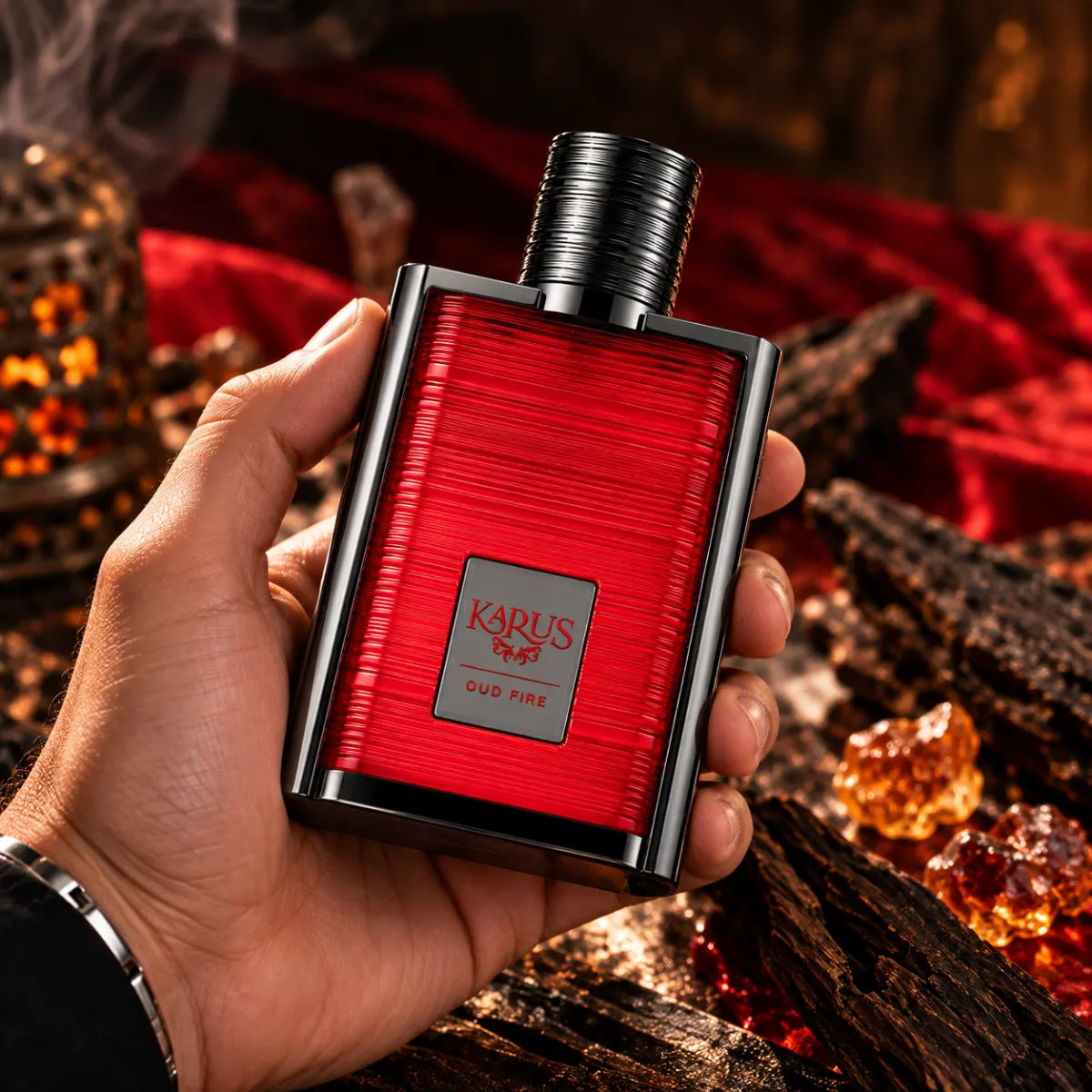 Premium Khadlaj Karus Oud Fire EDP 100ml available at best price, sophisticated oud fragrance - Perfumesouq Qatar