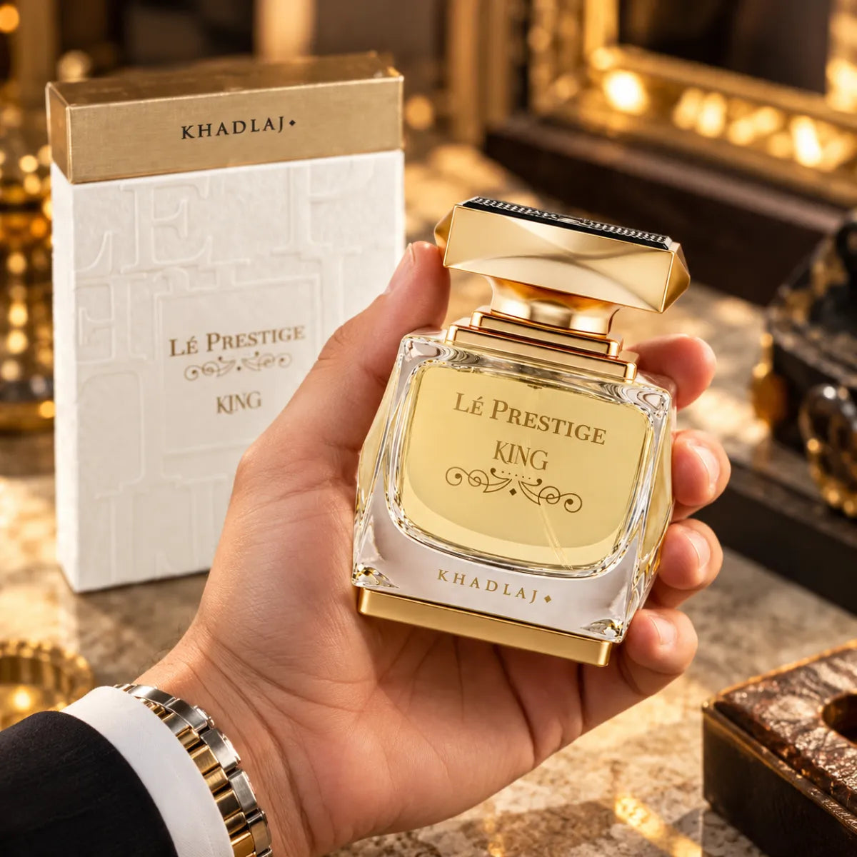 Premium Khadlaj Le Prestige King EDP 100ml availablle at best price, sophisticated masculine fragrance - Perfumesouq Qatar