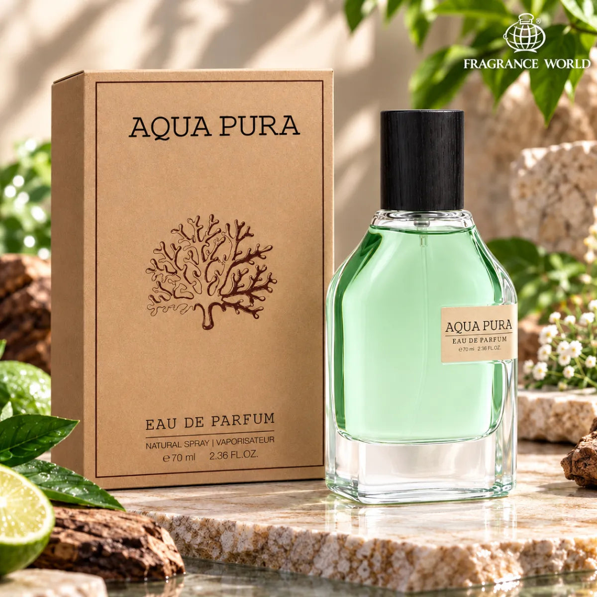 Buy Fragrance World Aqua Pura Eau De Parfum 70ml online from Perfumesouq, Doha, Qatar