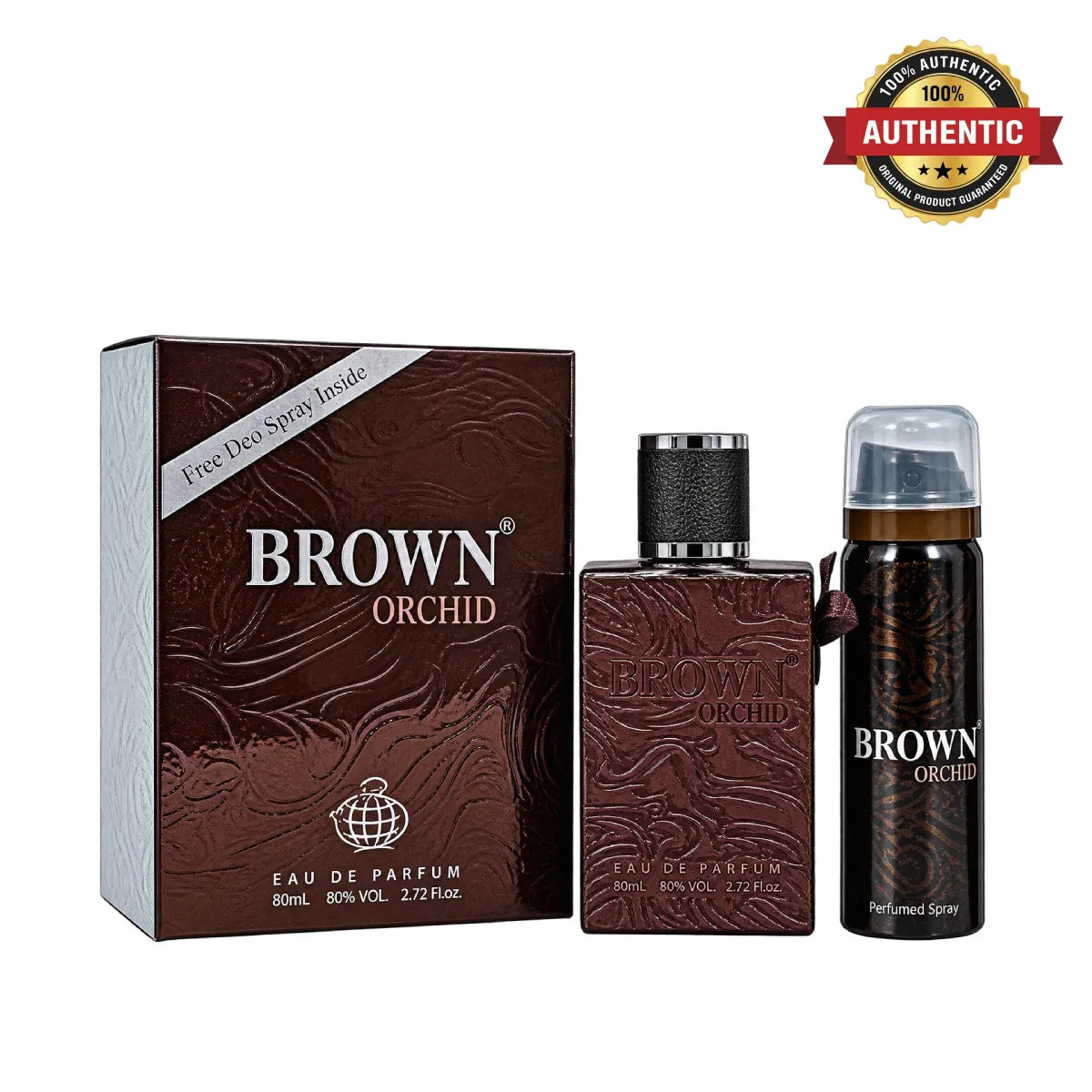 Fragrance World Brown Orchid with Deo Eau De Parfum 80ml online at best price, warm sensual perfume - PerfumeSouq Qatar