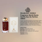 Fragrance World Elysia Vanilla EDP 100ml luxury fragrance at best price, creamy vanilla and amber scent - Perfumesouq Qatar