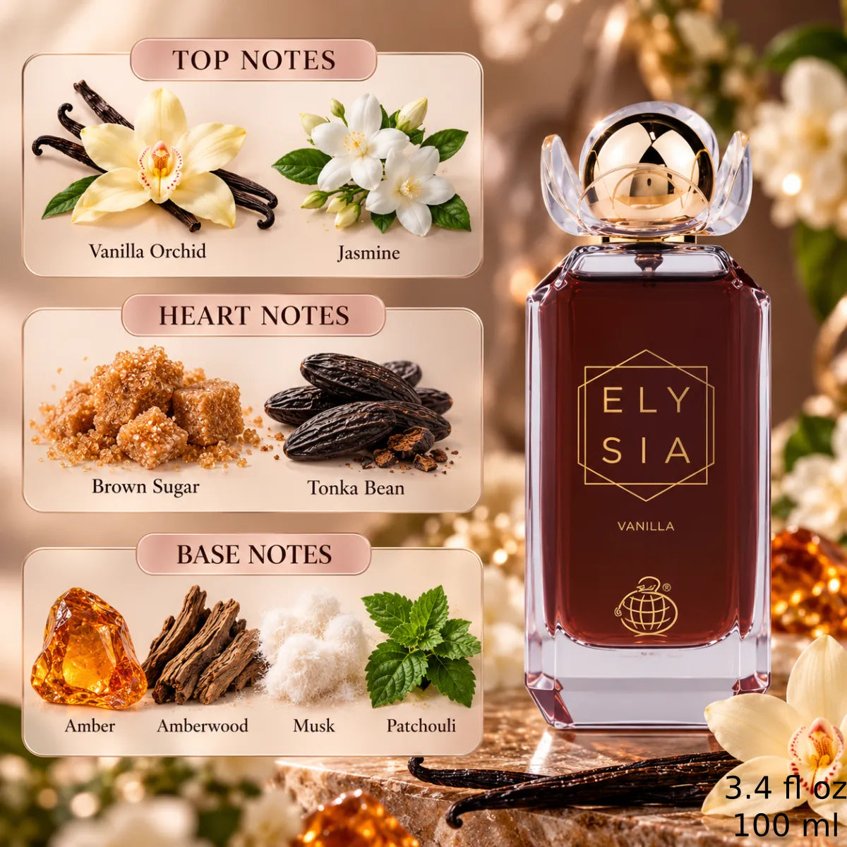 Authentic Fragrance World Elysia Vanilla Eau De Parfum 100ml for best price with fast delivery - Perfumesouq Qatar