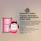 Fragrance World Rose Seduction Secret EDP 100ml luxury fragrance at best price, elegant floral scent - Perfumesouq Qatar