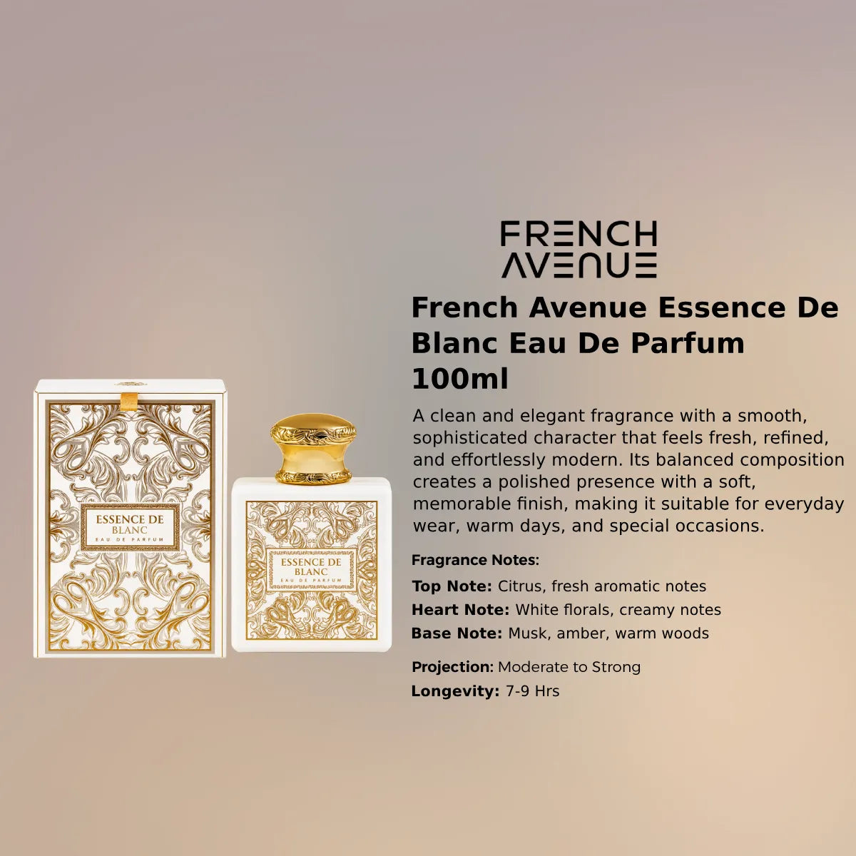 French Avenue Essence De Blanc EDP 100ml luxury fragrance at best price, authentic and genuine product - Perfumesouq Qatar