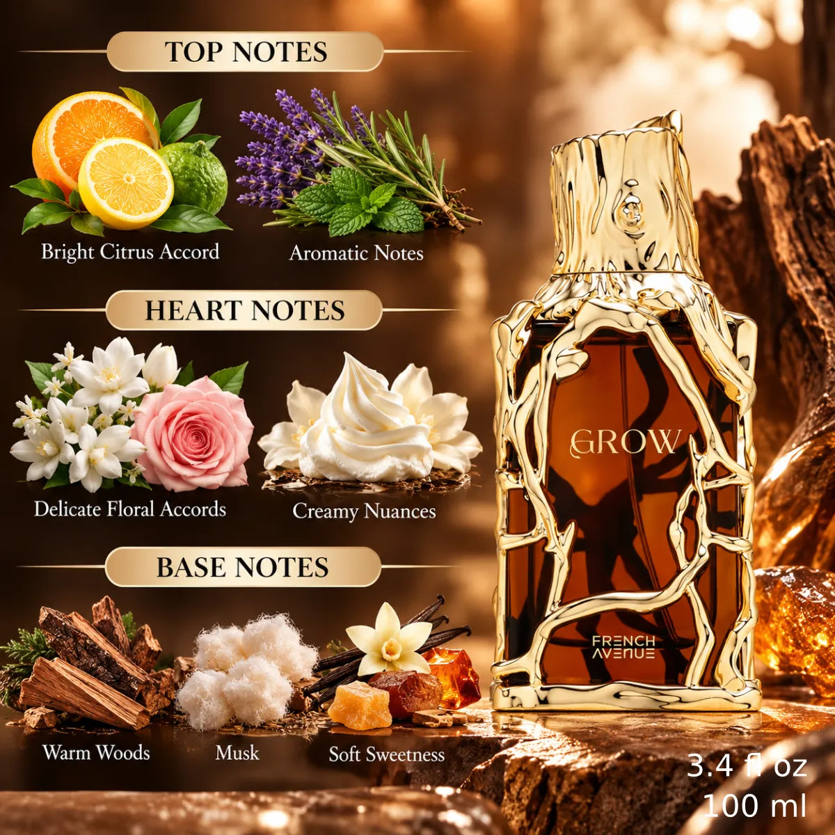 Authentic French Avenue Grow Extrait De Parfum 100ml for best price with fast delivery - Perfumesouq Qatar