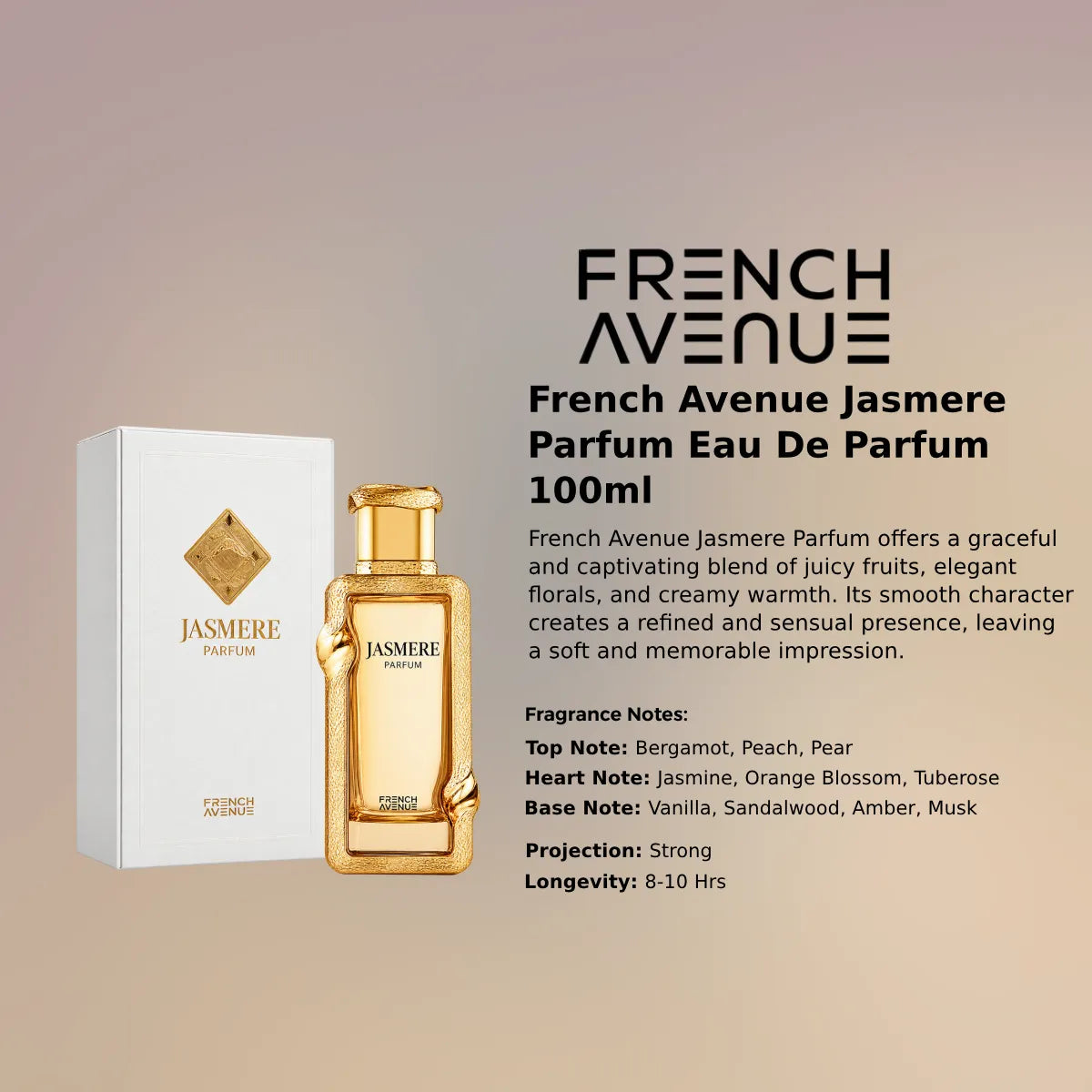 French Avenue Jasmere Parfum EDP 100ml luxury fragrance at best price, authentic and genuine product - Perfumesouq Qatar