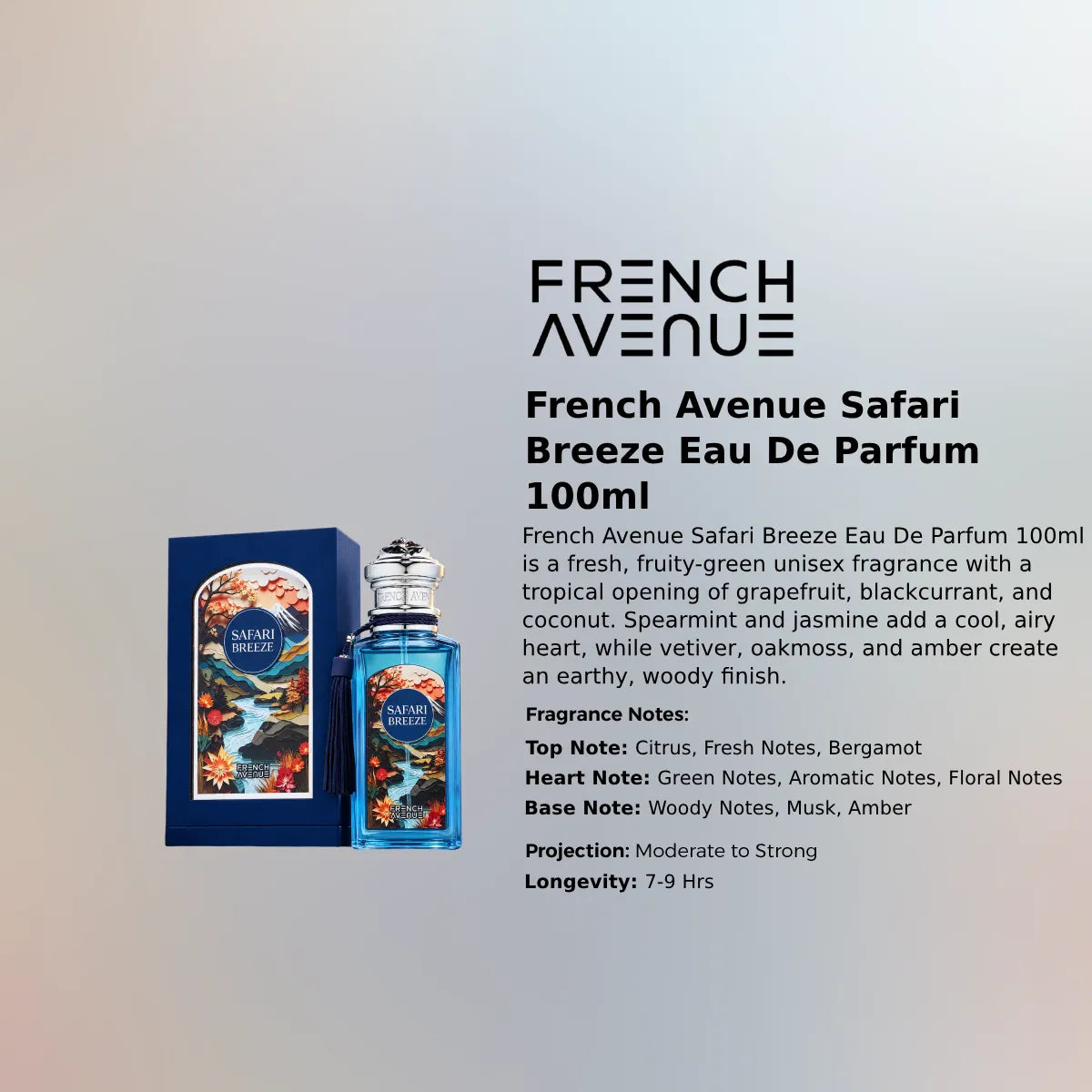 French Avenue Safari Breeze EDP 100ml luxury fragrance at best price in Qatar, authentic and genuine product - Perfumesouq Qatar