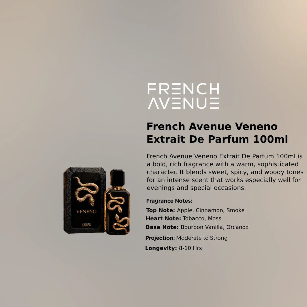 Authentic French Avenue Veneno Extrait De Parfum 100ml for best price with fast delivery - Perfumesouq Qatar