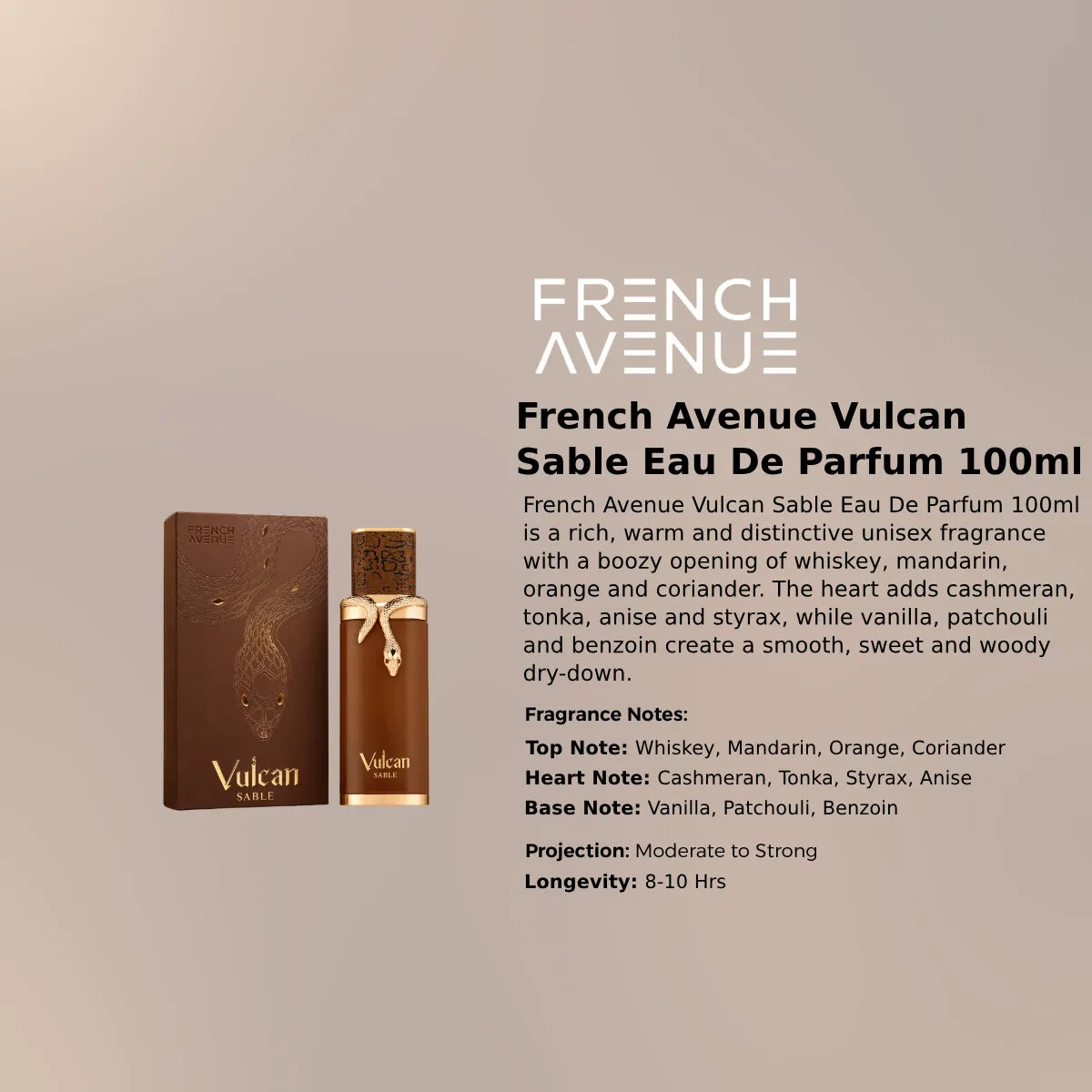 French Avenue Vulcan Sable EDP 100ml luxury fragrance at best price, authentic and genuine product - Perfumesouq Qatar