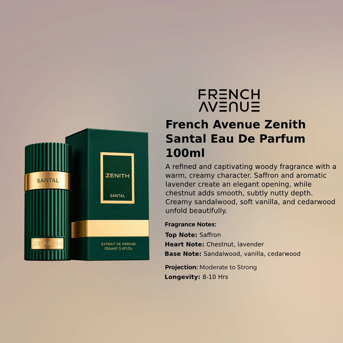 French Avenue Zenith Santal EDP 100ml luxury fragrance at best price, uthentic and genuine product - Perfumesouq Qatar