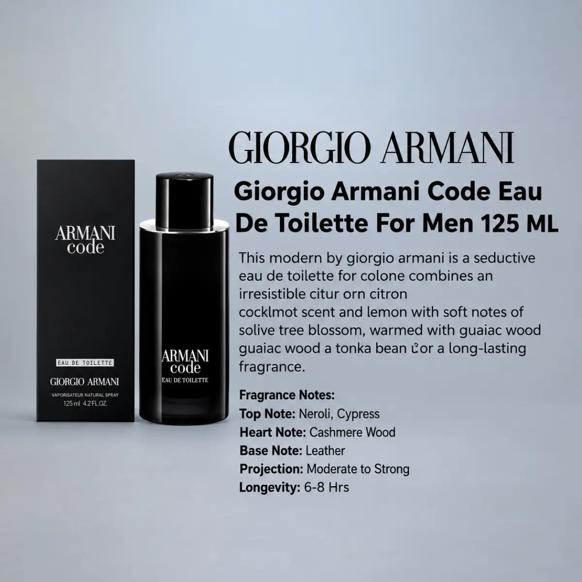 Purchase Giorgio Armani Code Men EDT 125ml premium men's perfume from Perfumesouq Qatar