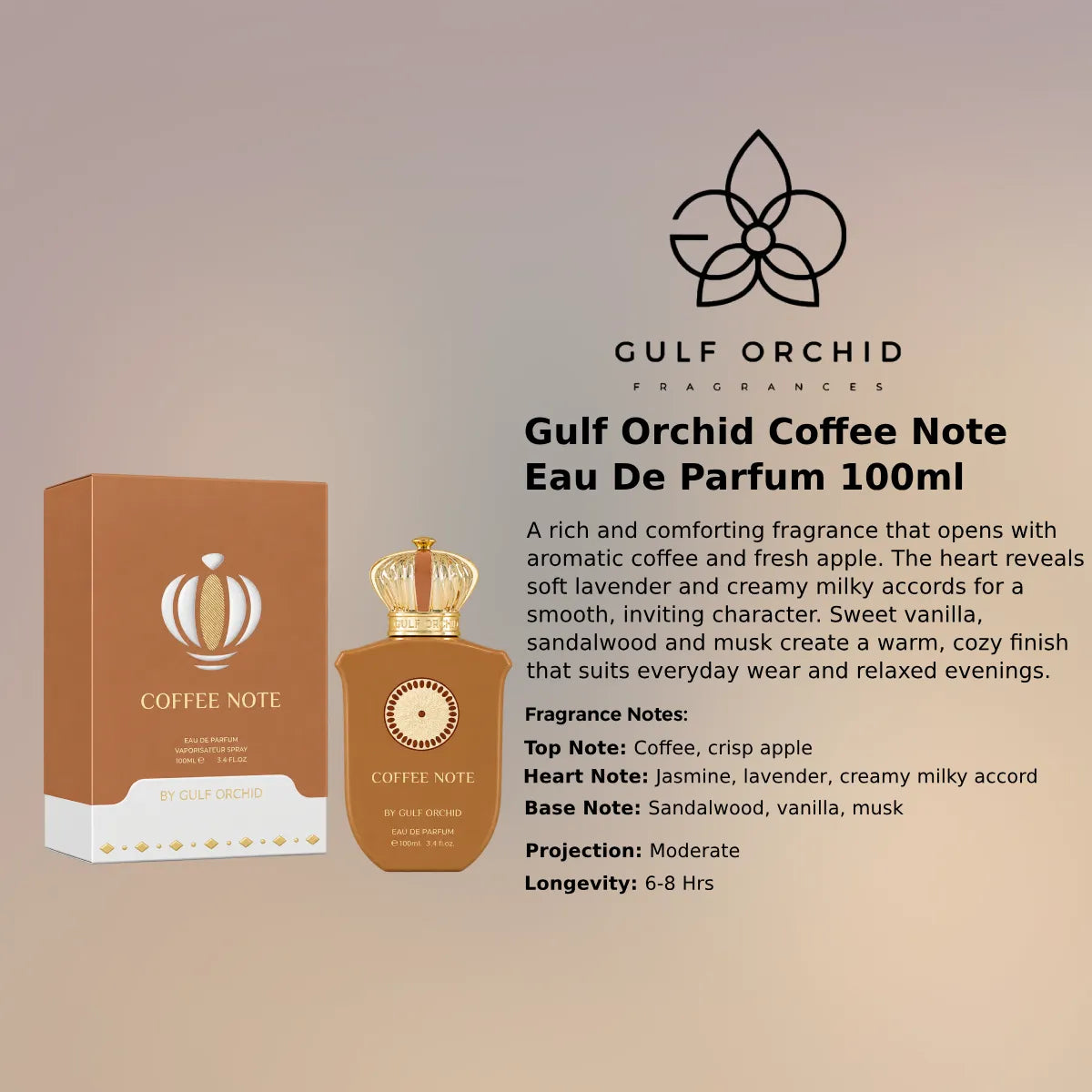 Gulf Orchid Coffee Note EDP 100ml luxury fragrance at best price in Qatar, warm coffee and vanilla scent - Perfumesouq Qatar